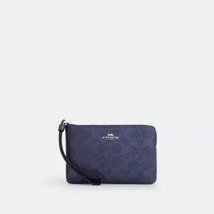 Corner Zip Wristlet In Signature Canvas - SBLNV