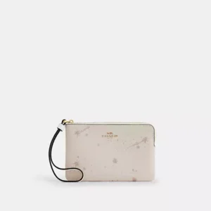 Corner Zip Wristlet With Star Print - IMCAH