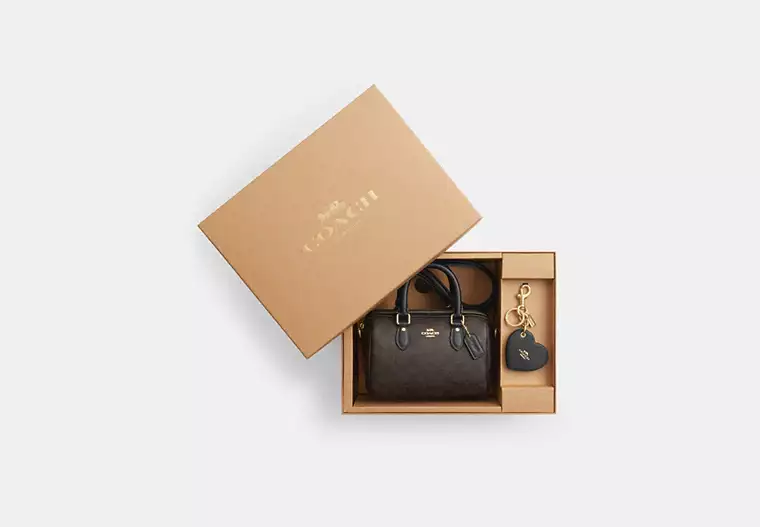 Boxed Mini Rowan Crossbody Bag And Mirror Bag Charm Set In Signature Canvas - Image 2