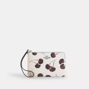 Corner Zip Wristlet With Cherry Print - SVCAH