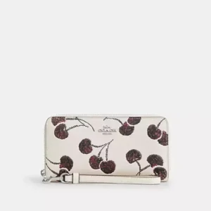 Long Zip Around Wallet With Cherry Print