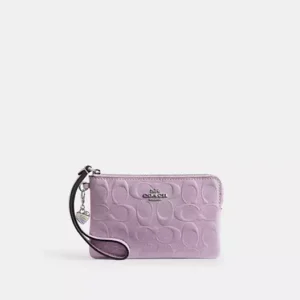 Corner Zip Wristlet In Signature Leather With Heart Charm - SVIZ