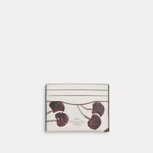 Slim Id Card Case With Cherry Print
