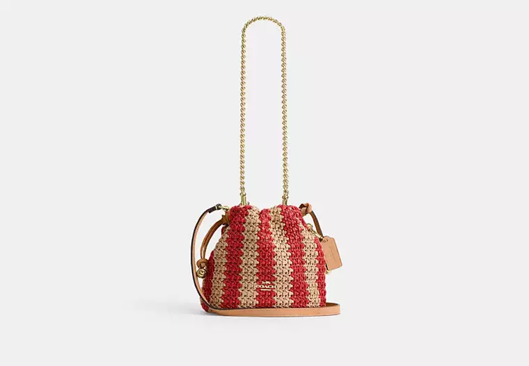 Faye Mini Drawstring Bag With Stripes
