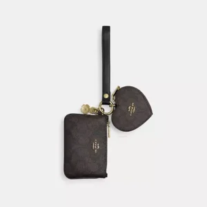 Wristlet And Heart Pouch In Signature Canvas With Charm