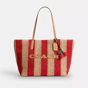 City Tote Bag With Stripes And Charm