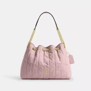 Evelyn Shoulder Bag In Loved Denim With Quilting And Charm