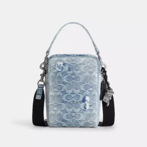 Tristan Crossbody Bag 14 In Loved Signature Denim With Charms