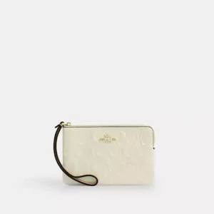 Corner Zip Wristlet In Signature Leather With Charm - IMUWR