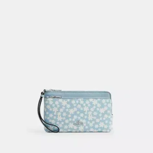 Double Zip Wristlet With Floral Print