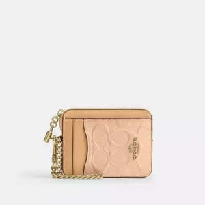 Zip Card Case In Signature Leather With Charm
