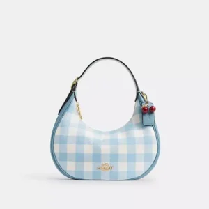 Emily Shoulder Bag With Gingham Print And Charm