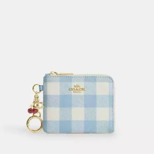 Small Corner Zip Wallet With Gingham Print And Charms