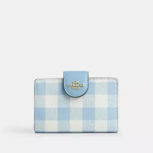 Medium Corner Zip Wallet With Gingham Print