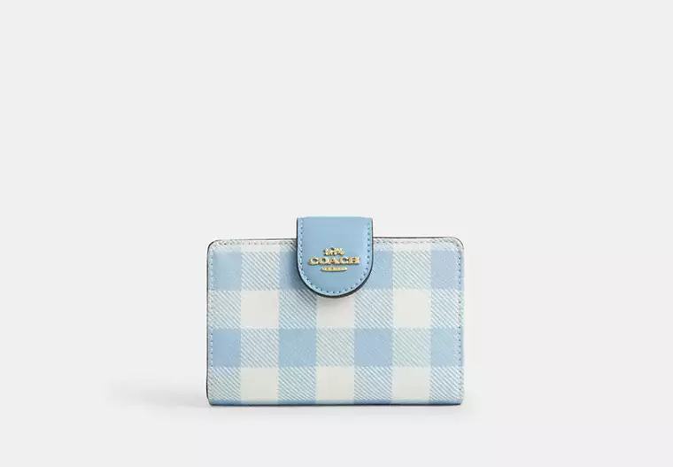 Medium Corner Zip Wallet With Gingham Print