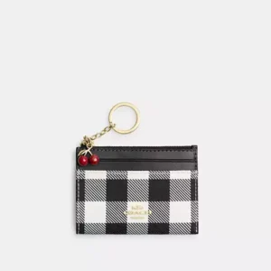 Mini Skinny Id Case With Gingham Print And Charm - IMN48