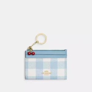 Mini Skinny Id Case With Gingham Print And Charm - IMA47