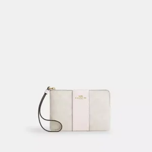 Corner Zip Wristlet In Signature Canvas With Stripe - IMXU5